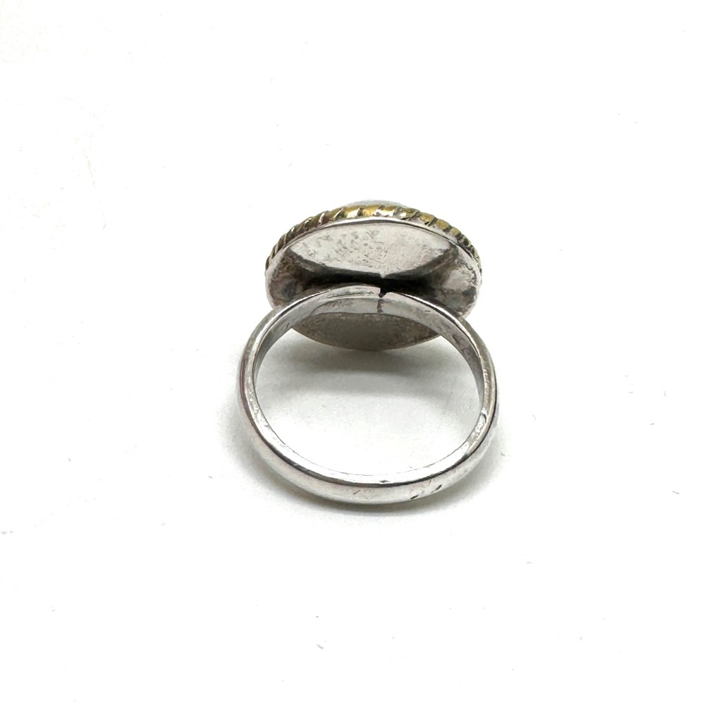 Vintage Taxco LATON Sterling Silver Two-Tone Dome Ring with Rope Edge Size 6 1/2 - Picture 8 of 16
